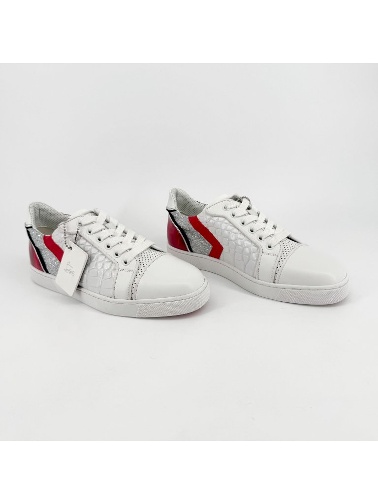 Christian Louboutin Vieira Limited Sneakers White Red Leather Size 37 Us 7 Women